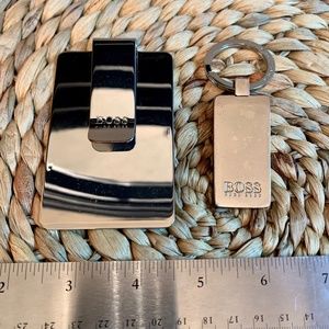Hugo Boss Chrome Money Clip and Key Chain Bundle